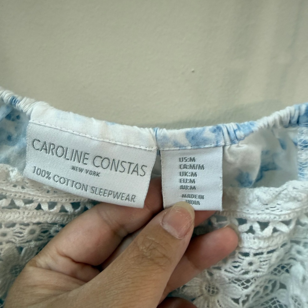 Caroline Constas Blue Floral Cotton Sleepwear Set Size Medium - Picture 5 of 9